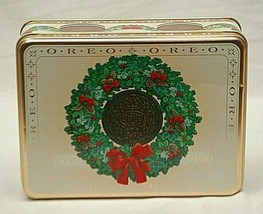 Nabisco Oreo Cookie Tin Box Canister Christmas Advertising 1990 Holiday Wishes b - £17.33 GBP