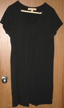Womens L Motto Black Cap Sleeve Round Neck Casual House Dress - $18.81