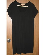 Womens L Motto Black Cap Sleeve Round Neck Casual House Dress - $18.81