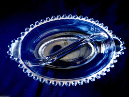 VTG Imperial Clear Glass Candlewick Divided Oval Serving Dish with handles - £23.35 GBP