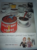Vintage Hills Bros Coffee Pouring Coffee Print Magazine Advertisement 1960 - $6.99