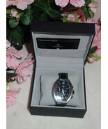 Montres De Luxe Mens Estremo Black Chronograph Tonneau Leather Watch NEW - $679.88 CAD