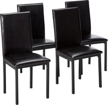 Roundhill Furniture Noyes Faux Leather Metal Frame Dining Chair, Set of 4, Black - $184.99