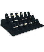 18 Fingers Ring Display, Black Velvet 3 Step Ring Stand, for Showcase Je... - $22.51