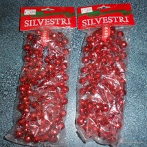 Lot of 2 Silvestri 8 Feet Burgundy Plastic Bead Christmas Tree Ball Garland NEW! - £15.53 GBP