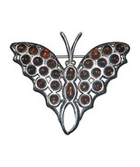 Sterling Silver and Baltic Honey Amber Butterfly Pin Brooch (OB17) - €38,76 EUR