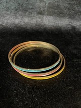Set of Three different colored Shiny Gold Color Brass Bangle Bracelets - £9.74 GBP