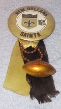 New Orleans Saints Football Team Pinback Button Ribbon and Chained Football - £6.26 GBP