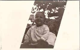 RPPC The Cutest Baby All Smiles Outdoors Masked Photo Postcard X3 - £6.35 GBP