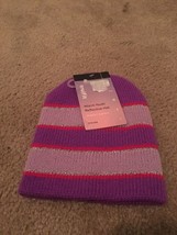 Trufit Kids Girls Child Purple Striped Beanie Hat Toboggan One Size - $18.33