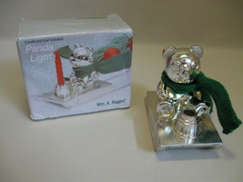 Wm A Rogers Silver Plate Panda On Sleigh Candle Stick Holder With Box - $9.95