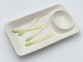 Williams Sonoma Ceramic Pottery Asparagus Platter &amp; Sauce Tray Made in I... - $27.72