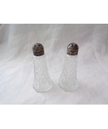 Vintage Cut Glass PAT. Applied For, S&amp;P Shakers w/Metal Caps - $14.84