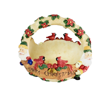 Resin Christmas Basket Cedar Creek Elves Cardinals Holiday Colorful Collectible - £11.85 GBP