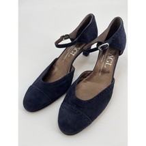 AGL Attilio Giusti Leombruni D&#39;Orsay Heels Mary Janes Sz 38.5 Blue Suede Shoes - £27.85 GBP