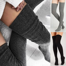  Women Wool Cable Knit Stockings Long Boot Over Knee Thigh High Socks Winter War - £8.78 GBP+