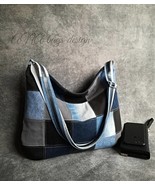 Upcycled Denim Crossbody Bag: Patchwork Jeans Purse with Adjustable Strap - $2,024.37 MXN