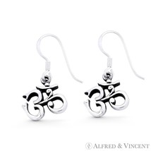 Om Aum Symbol Buddhist Yoga Charm Dangling Hook Earrings in 925 Sterling Silver - £18.88 GBP