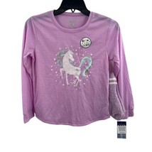 Max &amp; Olivia Unicorn Pajama Top Glow In The Dark Kids Large New - £7.79 GBP