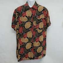 Evan Picone Silk  Hawaiian Shirt Womens size 12 red/Beige Logo print - £15.93 GBP