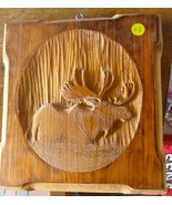 wooden hand craft moose wall plaque - $4.34