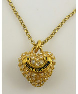 JUICY COUTURE Gold Plated Pave Crystal Heart PENDANT and Chain NECKLACE ... - £23.98 GBP