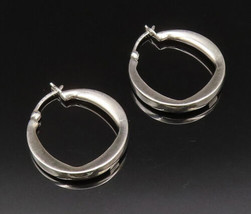 925 Silver - Vintage Single Ruby Accent Polished Hoop Earrings - EG12006 - £34.78 GBP