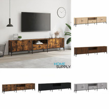 Industrial Wooden Large Wide TV Tele Stand Cabinet Unit With 4 Doors 1 Drawer - £117.60 GBP+