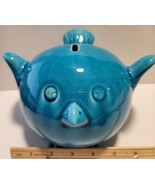 VINTAGE`~ FAT ROUND BLUE BIRD CERAMIC PIGGY BANK - $39.99