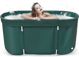 Livosa Portable Bathtub, Foldable Tub For Adults, Bath Tub With, Dark Green. - £68.73 GBP