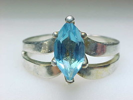 Vintage Genuine Blue Topaz Ring In Sterling Silver   Size 8   Free Shipping - £52.20 GBP