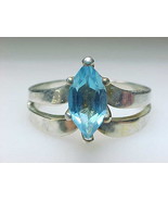 Vintage Genuine BLUE TOPAZ Ring in STERLING Silver - Size 8 - FREE SHIPPING - £52.75 GBP