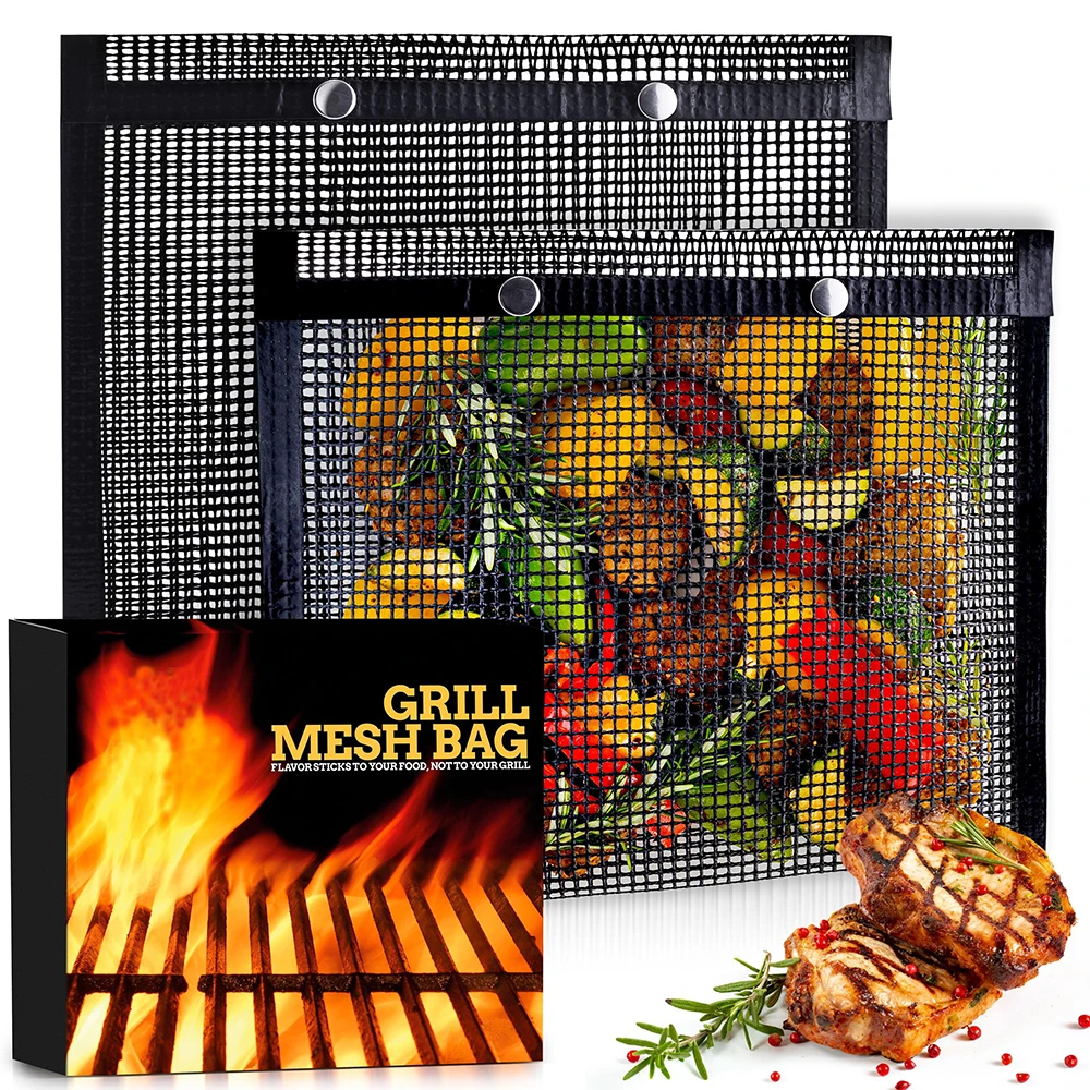 Ick mesh grilling bag heat resistant vegetable meat bbq bag outdoor picnics camping bbq thumb200