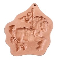 Cotton Press USA Vintage Terra Cotta Clay Cookie Paper Mold Carousel Horse - £8.32 GBP