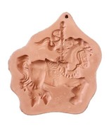 Cotton Press USA Vintage Terra Cotta Clay Cookie Paper Mold Carousel Horse - £8.30 GBP