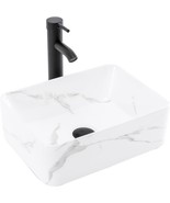 Rectangular Bathroom Sink 16&quot; X 12&quot; Marbling Above Counter Porcelain Cer... - $117.94