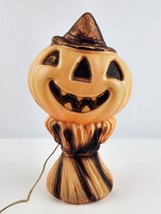 1969 Empire Halloween Blow Mold Jack-o-lantern on Hay stack Pumpkin Decoration - £25.47 GBP