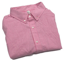 Men’s XL Pink &amp; White Gingham Checkered Check Button Down Shirt American Apparel - £15.71 GBP