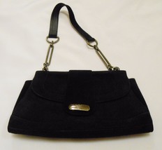 Stuart Weitzman Women&#39;s Black Suede Leather Purse Handbag Steel Gray Hardware - £31.93 GBP