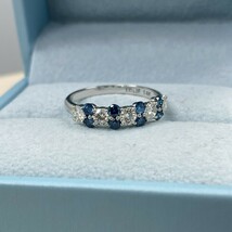 1.00 Ct Round Blue White Diamond Wedding Band 14k White Gold 13 Stones - $1,187.04
