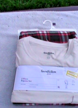 Pajama Set Red Black/Microfleece Pant Long-sleeve Tan Shirt Goodfellow  XL - $12.86