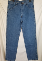 Wrangler Rustler Regular Fit Straight Leg Blue Jeans 34x34 Heavyweight Cotton - £12.53 GBP