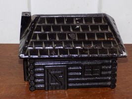 Vintage Cast Metal Log Cabin Cigar Humidor Storage Box - $74.25