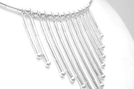 Southwestern Sterling Liquid Silver Fringe Necklace Memory Wire Choker - £54.51 GBP