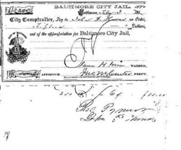 1880 BALTIMORE CITY JAIL signed receipt for appropriations - $12.86
