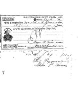 1880 BALTIMORE CITY JAIL signed receipt for appropriations - $12.86