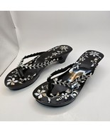 Asian Wooden Lacquer Sandals with Mother of Pearl Inlay &amp; Jeweled Straps... - €16,59 EUR