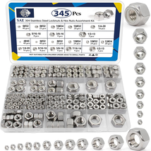 345-Piece SAE Hex Nut &amp; Locknut Assortment in 304 Stainless Steel - $28.42
