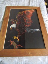 Prison Art Velvet American Bald Eagle Picture Wood Frame Large 28&quot; by 38&quot; - £57.85 GBP