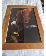 Prison Art Velvet American Bald Eagle Picture Wood Frame Large 28&quot; by 38&quot; - €64,51 EUR